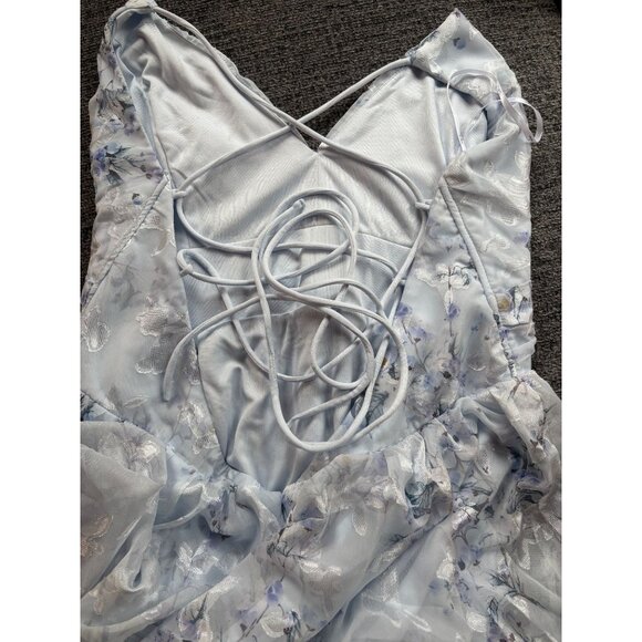 Lulus XXL Tiered Floral Maxi Dress White & Blue NWT - Picture 14 of 14